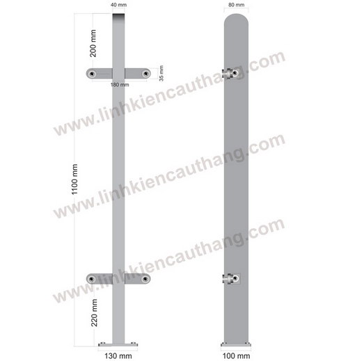 Trụ lan can ban công, hộp 40x80x1100